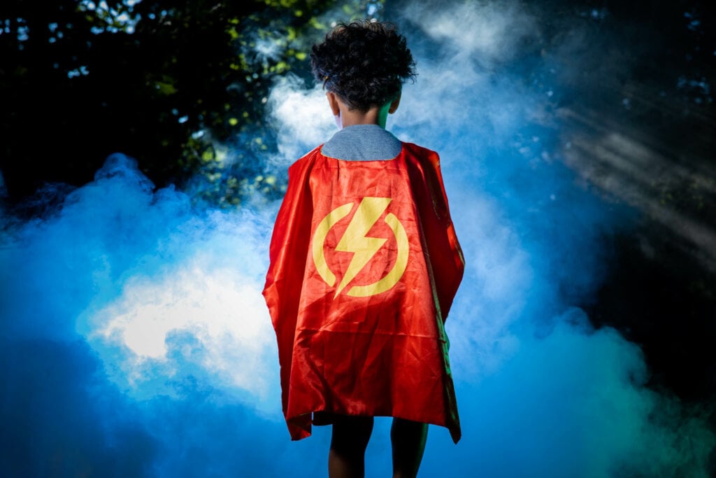 Kid in Superhero Costume