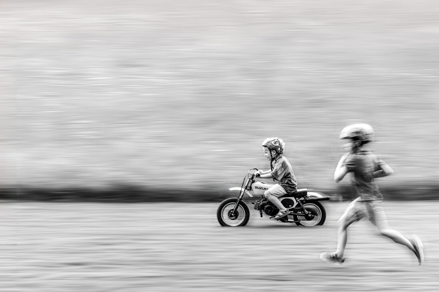 Black and white motion blur of summer play