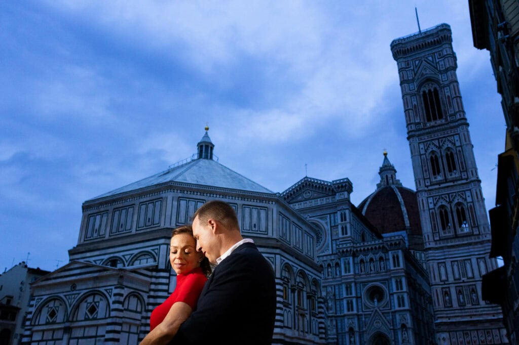 Jeff and Alisha Wiswell at the Duomo in Florence at blue hour