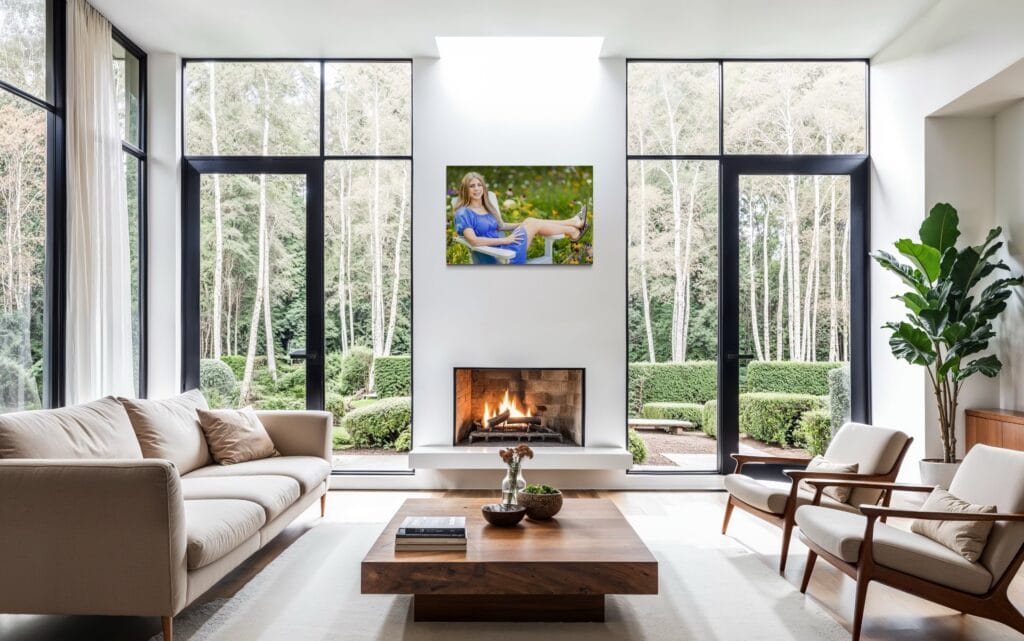 Framed senior portrait in a great room