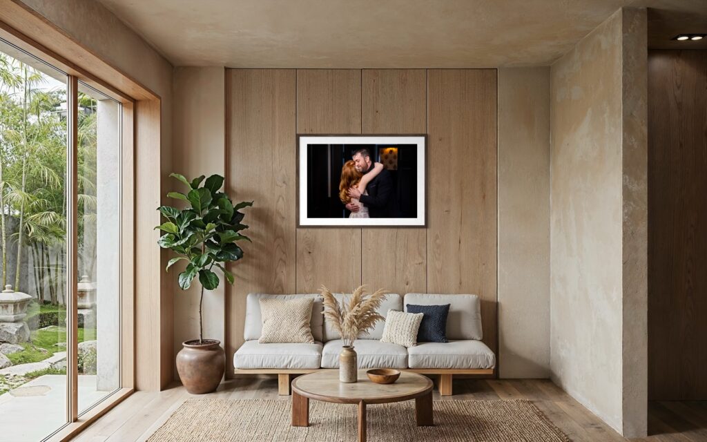 couples portrait displayed as framed wall art, J.L. Wiswell Photography