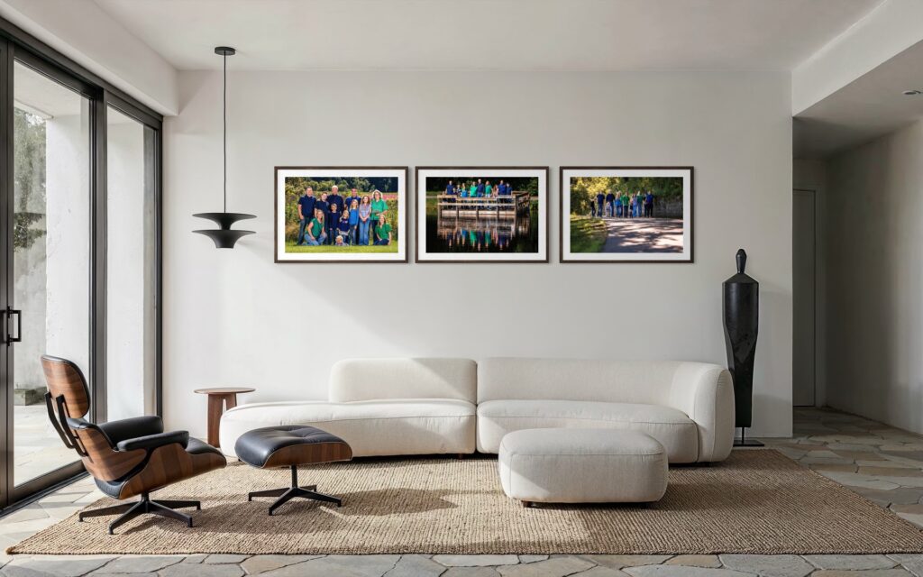 family portrait displayed as framed wall art, J.L. Wiswell Photography
