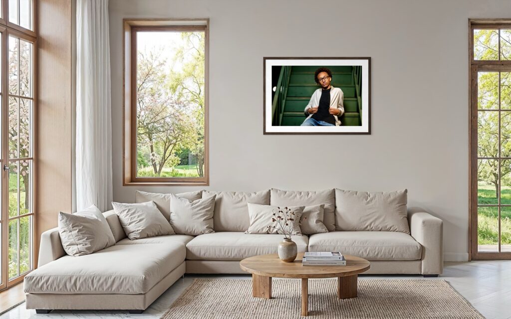 senior portrait displayed as framed wall art, J.L. Wiswell Photography