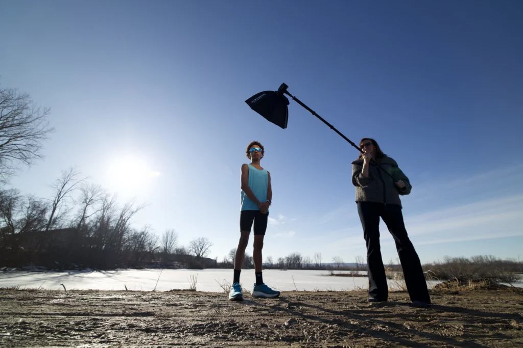 Straight out of the camera — A frozen field, straight into the sun, one softbox.